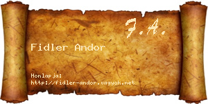 Fidler Andor névjegykártya